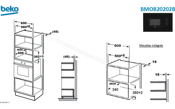 BEKO BMOB20202B - Dimensions