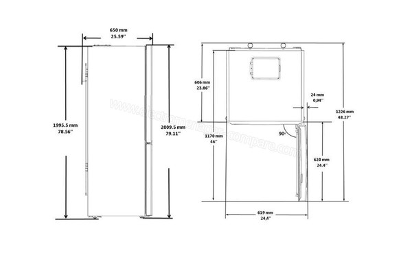 BEKO BRCNA354K20ZXP - Vue des dimensions