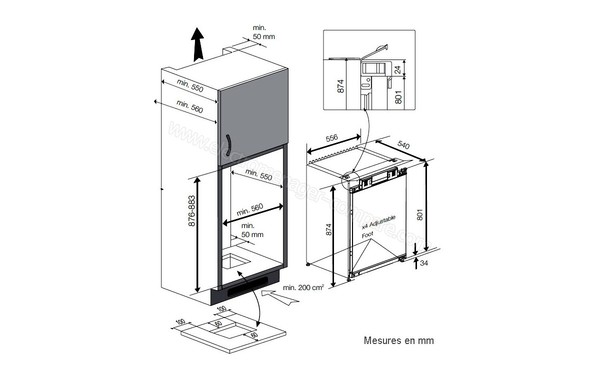 BEKO BTS114200 - Schema d'encastrement