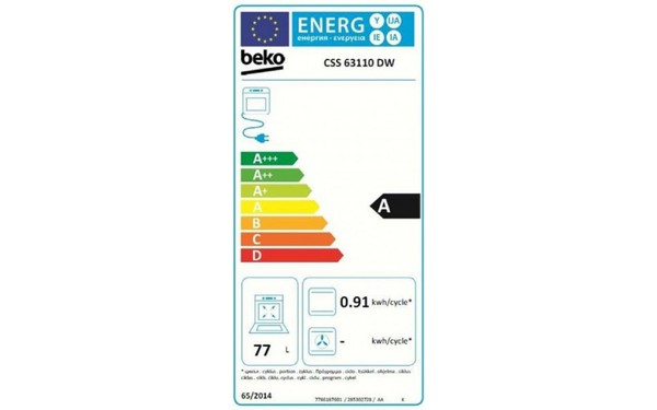 BEKO CSS 63110 DW - &Eacute;tiquette &eacute;nergie