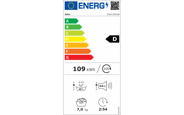 BEKO D3H17D91W - &Eacute;tiquette &eacute;nergie v2