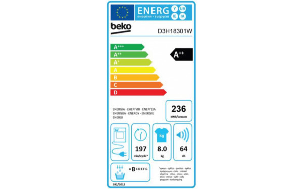 BEKO D3H18301W - &Eacute;tiquette &eacute;nergie