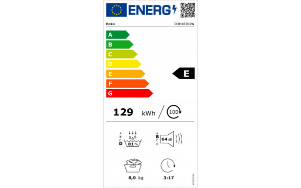 BEKO D3H18301W - &Eacute;tiquette &eacute;nergie v2
