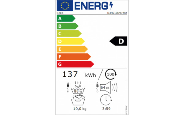 BEKO D3H210D93WD - &Eacute;tiquette &eacute;nergie v2