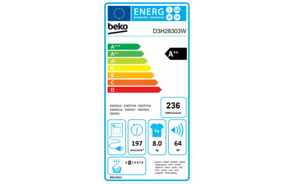 BEKO D3H28303W - &Eacute;tiquette &eacute;nergie