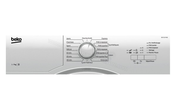 BEKO DB7131PA0S - Panneau de commandes