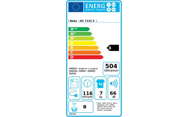BEKO DC7132S - &Eacute;tiquette &eacute;nergie