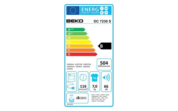 BEKO DC7230S - &Eacute;tiquette &eacute;nergie