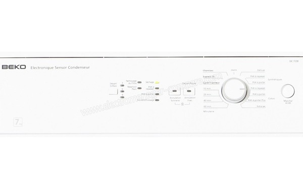 BEKO DC7230 - Panneau de commandes (cr&eacute;dit : Boulanger)