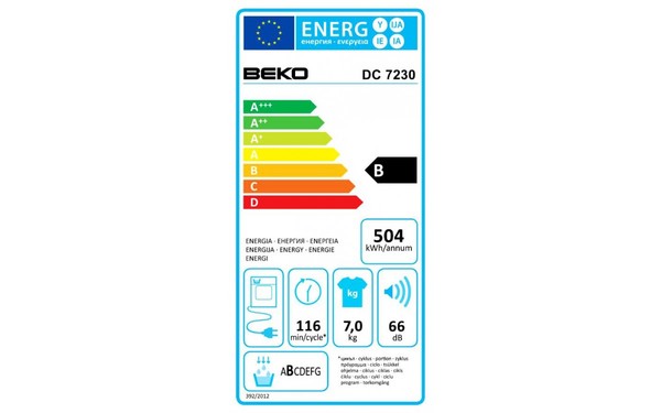 BEKO DC7230 - &Eacute;tiquette &eacute;nergie
