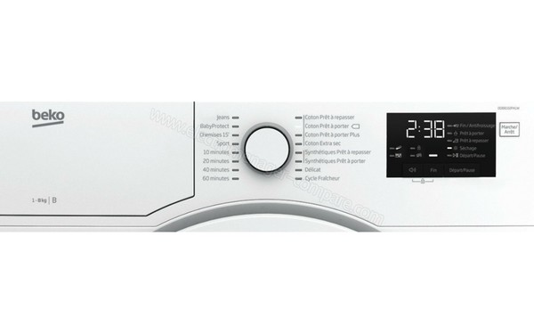 BEKO DDB8102PA1W - Panneau de commandes (cr&eacute;dit : Darty)