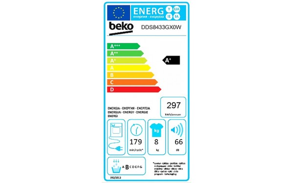 BEKO DDS8433GX0W - &Eacute;tiquette &eacute;nergie