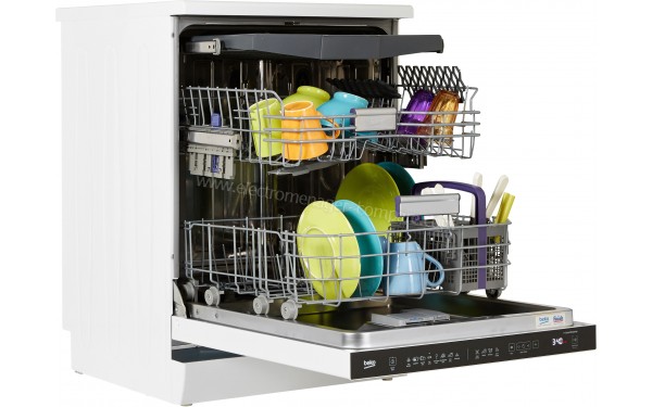 BEKO DEN4842421W - Vue 3/4 gauche (cr&eacute;dit : Boulanger)