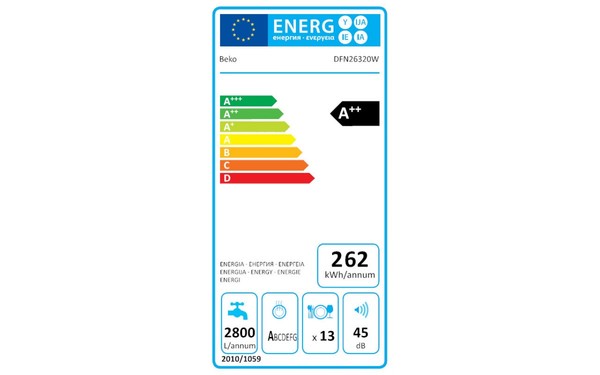 BEKO DFN26320W - &Eacute;tiquette &eacute;nergie