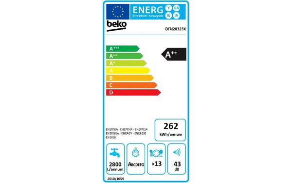 BEKO DFN28323X - &Eacute;tiquette &eacute;nergie