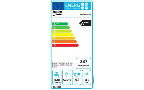 BEKO DFN39431W - &Eacute;tiquette &eacute;nergie
