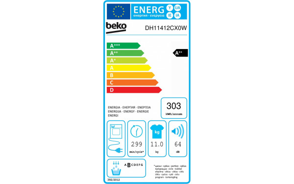 BEKO DH11412CX0W - &Eacute;tiquette &eacute;nergie