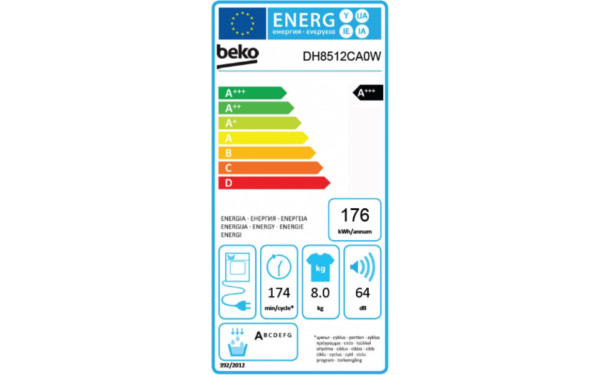 BEKO DH8512CA0W - &Eacute;tiquette &eacute;nergie