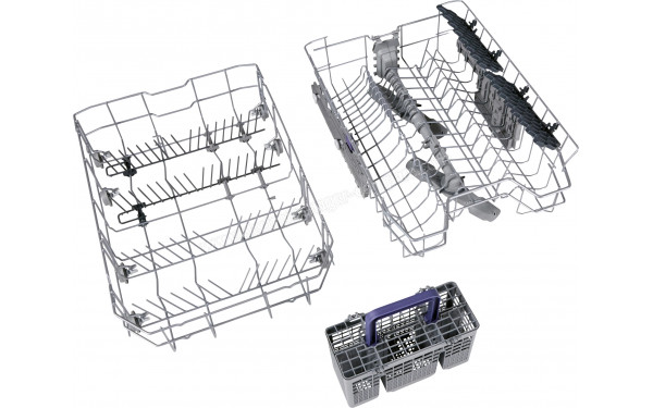 BEKO DIS15020 - Vue du panier inf&eacute;rieur, sup&eacute;rieur et panier &agrave; couverts