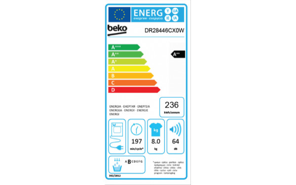 BEKO DR28446CX0W - &Eacute;tiquette &eacute;nergie