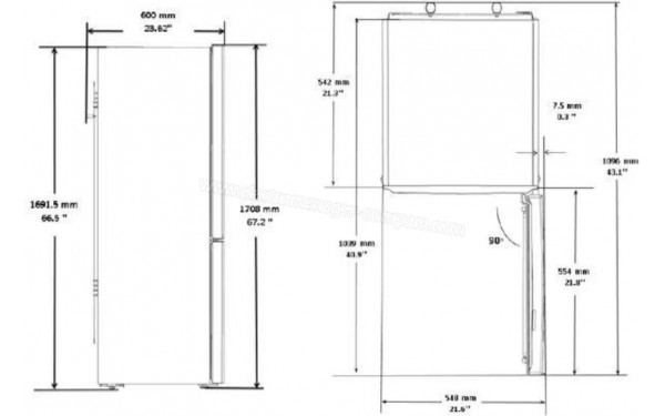 BEKO DRC262K20XB - Dimensions