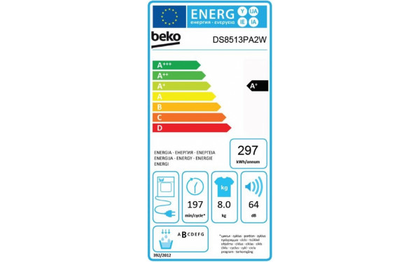 BEKO DS8513PA2W - &Eacute;tiquette &eacute;nergie