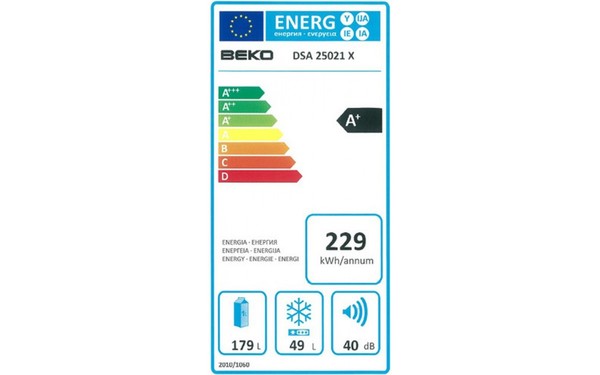 BEKO DSA25021X - &Eacute;tiquette &eacute;nergie