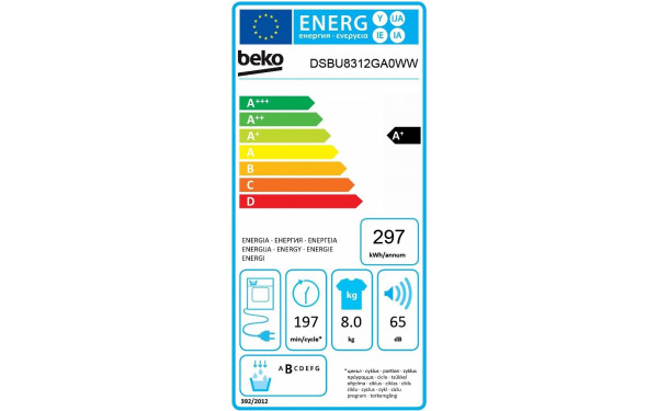 BEKO DSBU8312GA0WW - &Eacute;tiquette &eacute;nergie