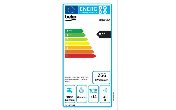 BEKO DSN26420X - &Eacute;tiquette &eacute;nergie