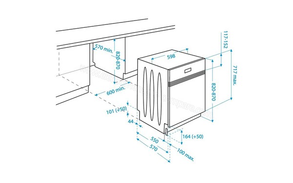 BEKO DSN6835X - Schema d'encastrement