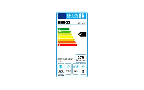 BEKO DSN6835X - &Eacute;tiquette &eacute;nergie