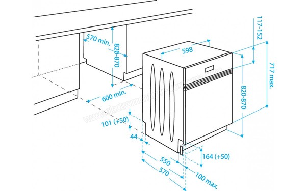 BEKO DSN6840B - Schema d'encastrement