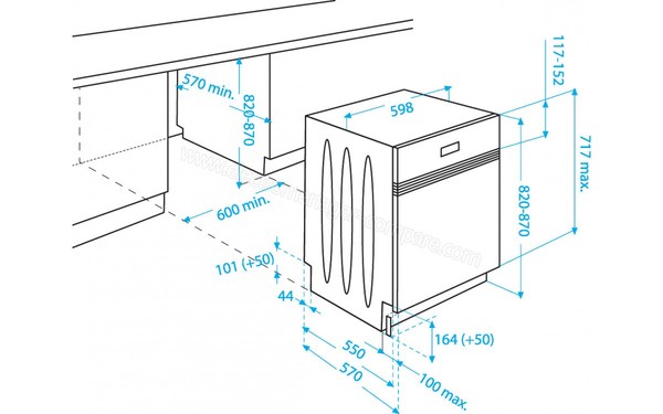 BEKO DSN6840FX - Schema d'encastrement