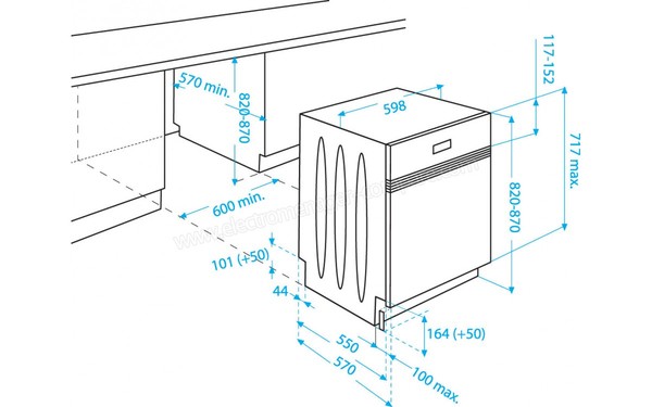 BEKO DSN6840 - Schema d'encastrement