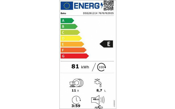 BEKO DSS28121X - &Eacute;tiquette &eacute;nergie v2