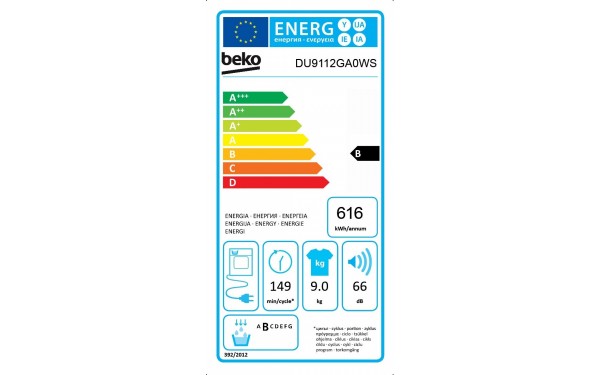 BEKO DU9112GA0WS - &Eacute;tiquette &eacute;nergie