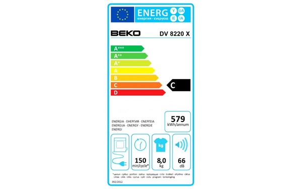 BEKO DV8220X - &Eacute;tiquette &eacute;nergie