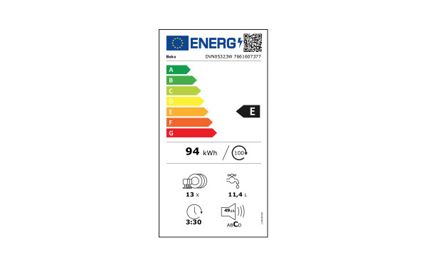 BEKO DVN05323W - &Eacute;tiquette &eacute;nergie v2