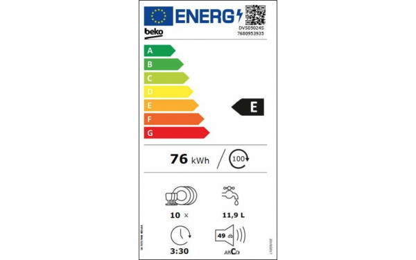BEKO DVS05024S - &Eacute;tiquette &eacute;nergie v2