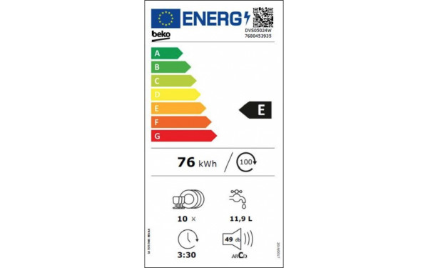 BEKO DVS05024W - &Eacute;tiquette &eacute;nergie v2