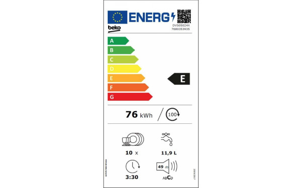BEKO DVS05024X - &Eacute;tiquette &eacute;nergie v2