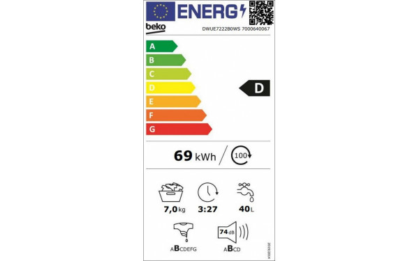 BEKO DWUE7222B0WS - &Eacute;tiquette &eacute;nergie v2