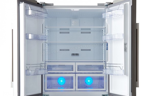 BEKO GNE60521X - Vue de la partie r&eacute;frig&eacute;ration (cr&eacute;dit : Boulanger)