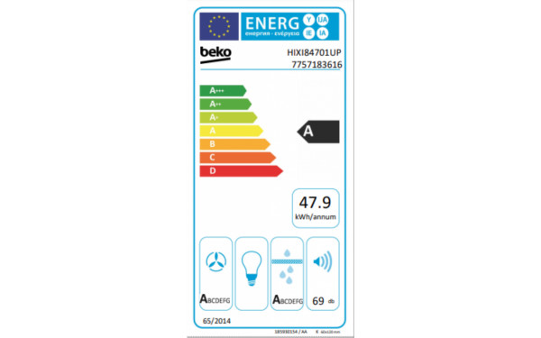 BEKO HIXI84701UP - &Eacute;tiquette &eacute;nergie