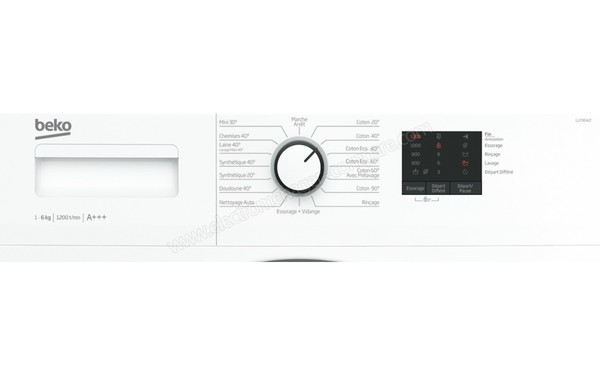 BEKO LLF06W2 - Panneau de commandes (cr&eacute;dit : Darty)