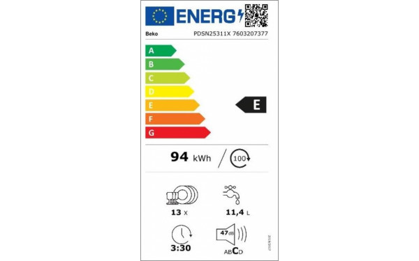 BEKO PDSN25311X - &Eacute;tiquette &eacute;nergie v2