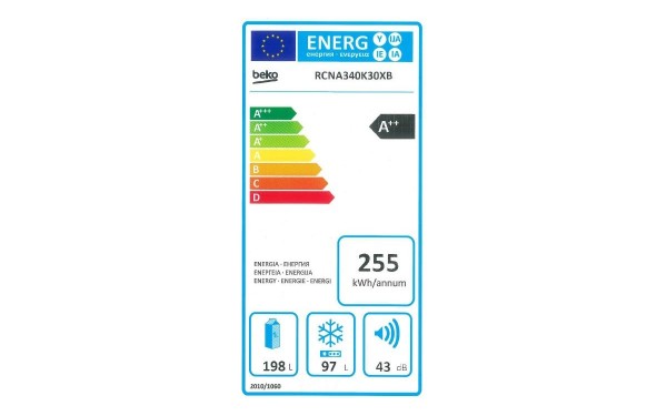 BEKO RCNA340K30XB - &Eacute;tiquette &eacute;nergie