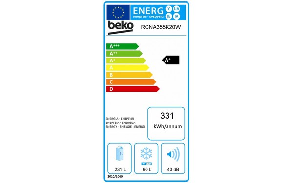 BEKO RCNA355K20W - &Eacute;tiquette &eacute;nergie