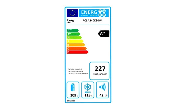 BEKO RCSA340K30W - &Eacute;tiquette &eacute;nergie