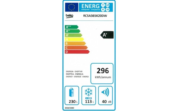 BEKO RCSA365K20DW - &Eacute;tiquette &eacute;nergie